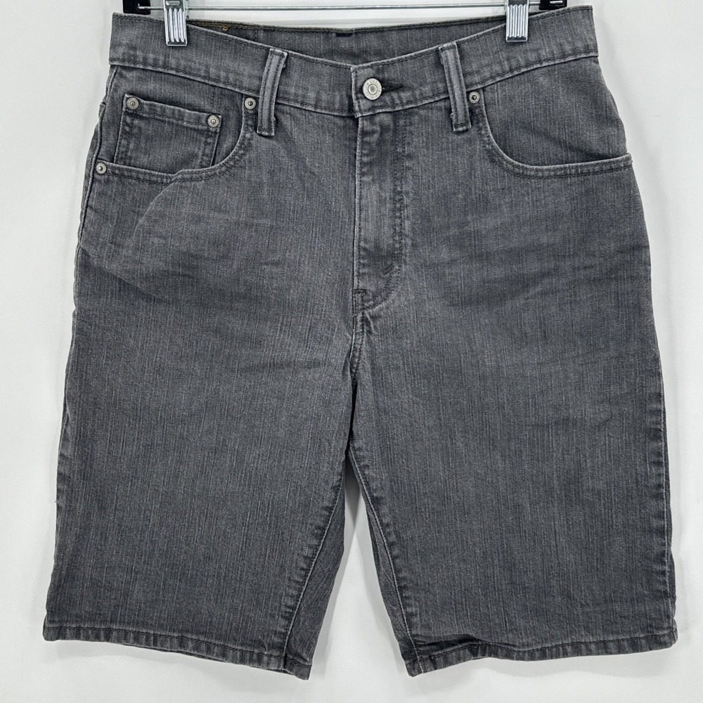 Levi's 569 Shorts Jorts Mens 30x11 Black Gray Denim Loose Relaxed Fit Dark Fade